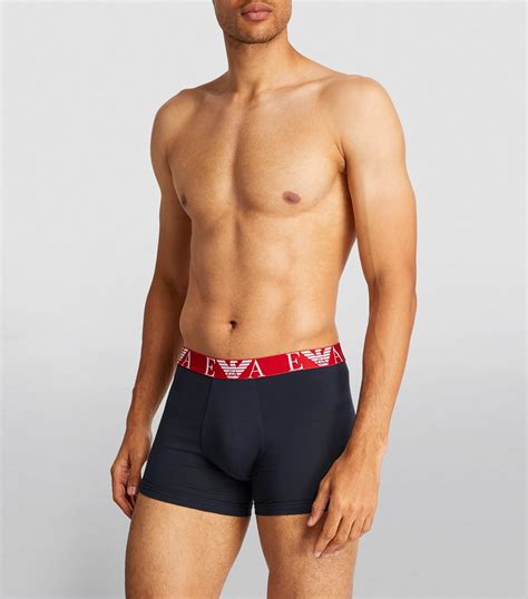 Mens Emporio Armani Navy Stretch Cotton Eagle Monogram Boxer Briefs