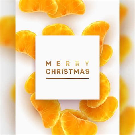 Premium Vector | Merry christmas card. fruit white background. slices of orange and mandarin are ...