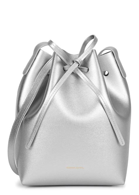 Mansur Gavriel Mini Metallic Leather Bucket Bag In Gray Lyst