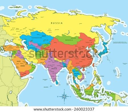 Colorful Asia Political Map Clearly Labeled Vectores En Stock 288946226