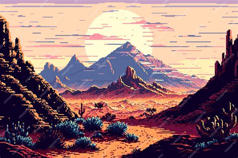 Premium Vector Wild West Desert Canyons Landscape Ai Generated 8bit