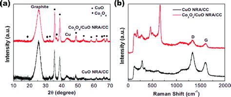 A X Ray Diffraction And B Raman Spectra Of The Cuo Nra Black And Download Scientific