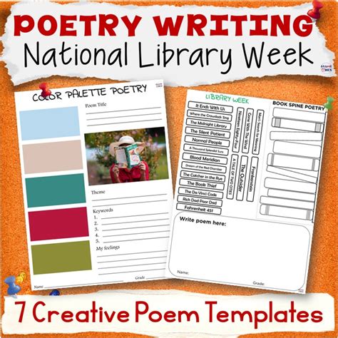 National Library Week Poetry Writing Activities Poem Templates Made