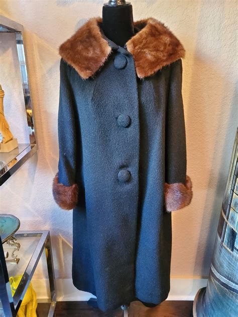 Wool And Mink Fur Coat Wool Vintage Coat Mink Fur T Gem