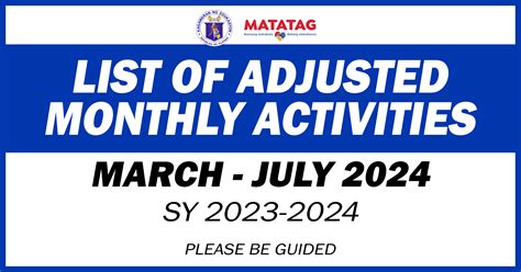 Adjusted Monthly School Calendar Of Activities For Sy 2023 2024 March
