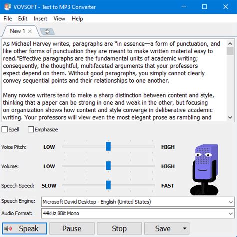 Text To Mp3 Converter For Pc Converts Text To Speech Vovsoft