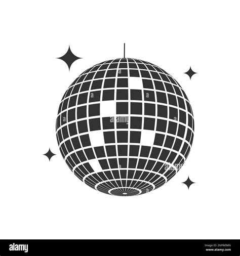 Glittering Mirror Disco Ball Icon Sparkling Nightclub Party Sphere Isolated On White Background