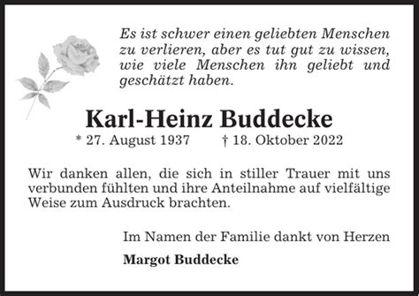 Karl Heinz Buddecke Danksagung Cuxhavener Nachrichten