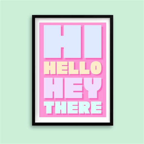 Hi Hello Print Hallway Print Colourful Pastel Living Etsy