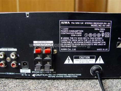 Stereo Receiver RX 20 Radio Aiwa Co Ltd Tokyo Build Radiomuseum Org