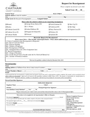 Fillable Online Student Reassignment Request Form Fax Email Print