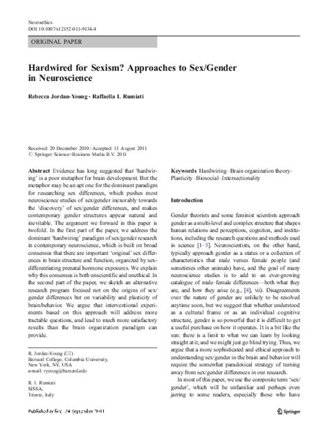 Pdf Hardwired For Sexism Approaches To Sex Gender In Neuroscience