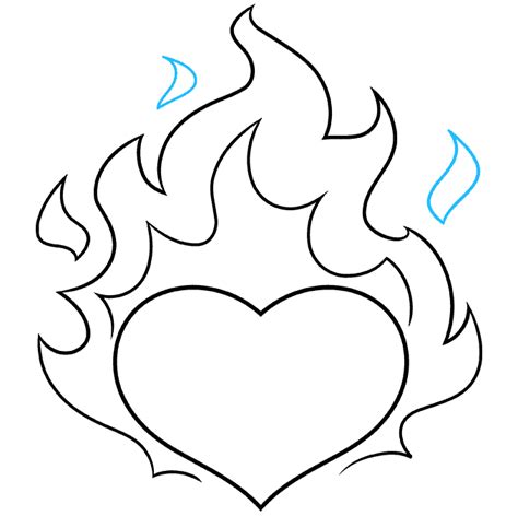 How To Draw A Heart On Fire Really Easy Drawing Tutorial