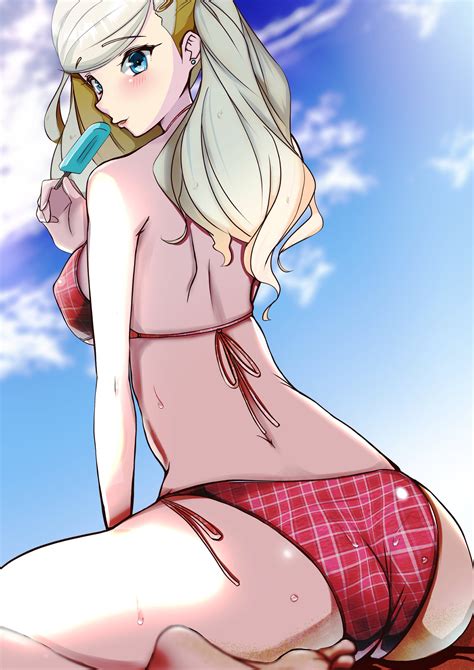 Rule 34 Ann Takamaki Ass Atlus Blue Eyes Female Female Only Persona Persona 5 Sideboob Solo