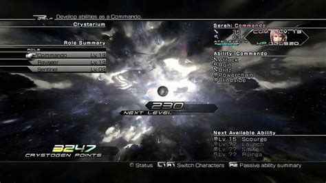 Final Fantasy Xiii Max Stats Crystarium Stage Two Youtube