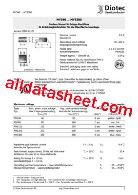 MYS380 Datasheet PDF Diotec Semiconductor