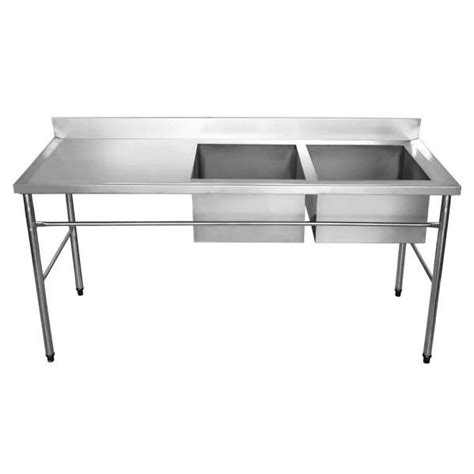 Bancada Mesa Pia Em Aço Inox Duas Cubas 56x34x14 A Direita