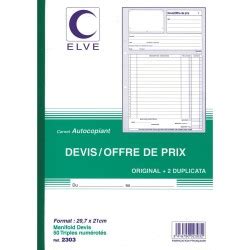 Stock Bureau Elve Manifold Autocopiant Devis Offre De Prix X