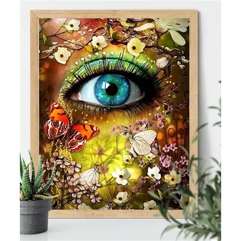 Diamond Painting Blaues Auge Mit Blumen Diamond Painting Diy