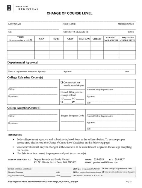 Fillable Online Registrar Illinois Fillable Online Cfo Pitt Request For