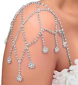 Amazon YERTTER Wedding 1 Pcs Gold Rhinestone Shoulder Chain Mesh