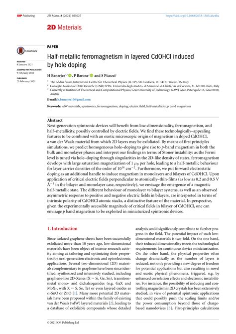 Half Metallic Ferromagnetism In Layered Cdohcl Induced By Hole Doping