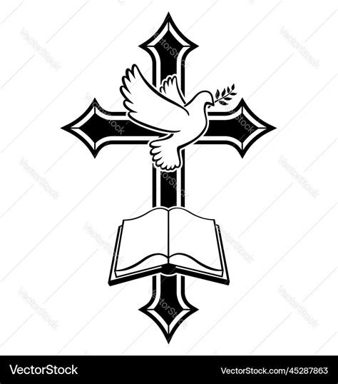 Open Bible With Cross And Dove