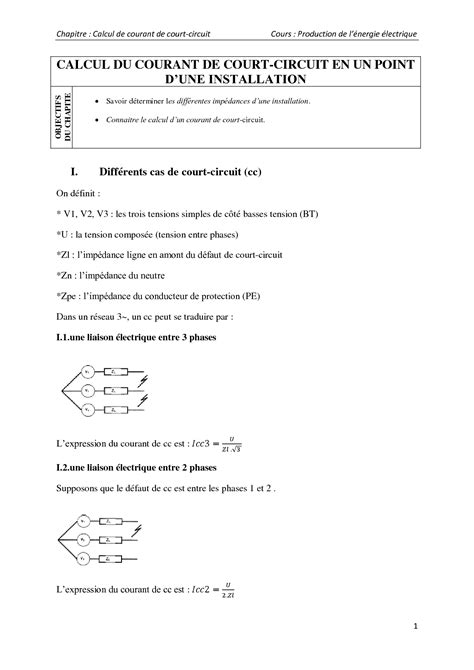 SOLUTION Calcul Du Courant De Court Circuit Studypool