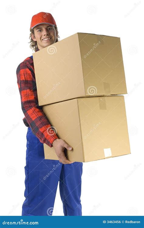 Young Man Holding Boxes Stock Photo Image Of Garment 3463456