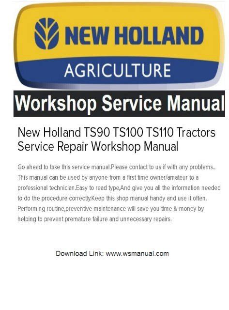 New Holland Ts Ts Ts Tractors Service Repair Workshop Manual