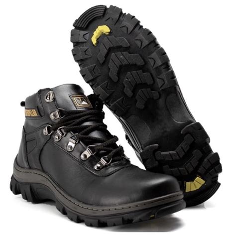 Bota Coturno Masculina Caterpillar De Couro Legitimo Macia Confort