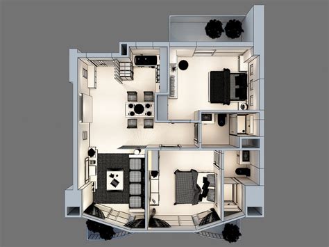 Detailed Interior Apartment D Model D Model Flatpyramid