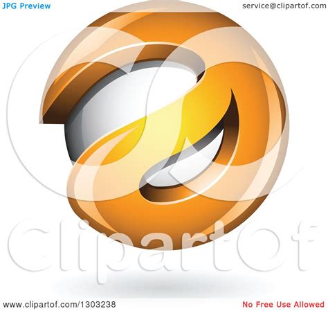 Clipart Of A 3d Shiny Abstract Orange Letter A Around A Floating Sphere