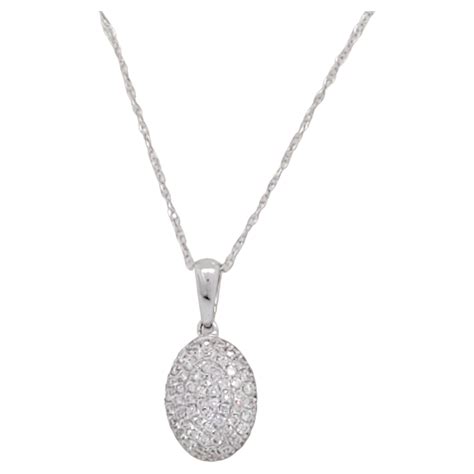 18k Yellow Gold Pave Set Oval Diamond Necklace For Sale At 1stdibs