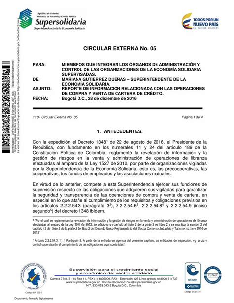 PDF CIRCULAR EXTERNA No 05 Supersolidaria Constitución Política