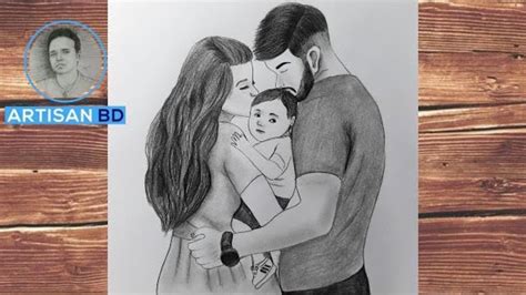 How To Draw Mothers And Fathers Love Drawing Pencil Sketch Step