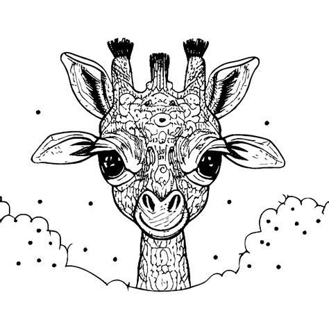 Cute Baby Giraffe Coloring Page · Creative Fabrica