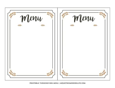 Blank Restaurant Menu Templates