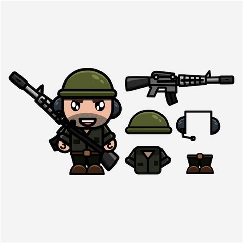 Premium Vector Cute Soldier Character Design Carrying Firearm