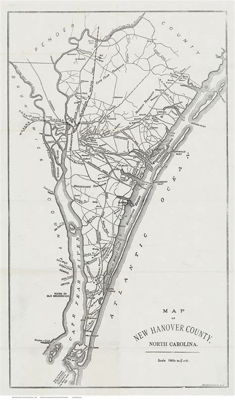 New Hanover County North Carolina 1886 Old Wall Map With Homeowner Names Reprint Etsy