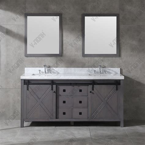 Classic Free Standing Wash Grey Finish Double Bathroom Cabinet China Built In Bathroom Vanity