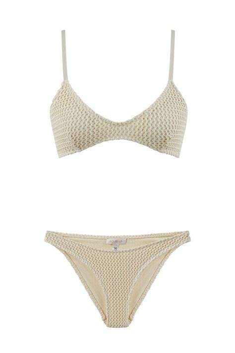 Aquella U Kesim Ekru Kroşe Üçgen Bikini Takım Fiyatı Yorumları
