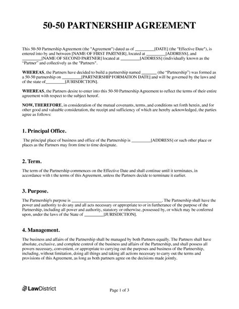 Partnership Agreement Template Free