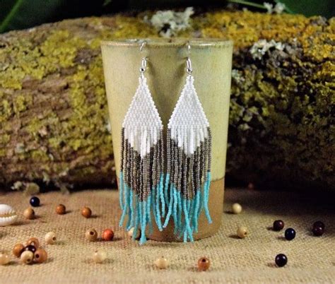 Fringed Earrings Sewn By Hand With Miyuki Beads Brick Stich Etsy