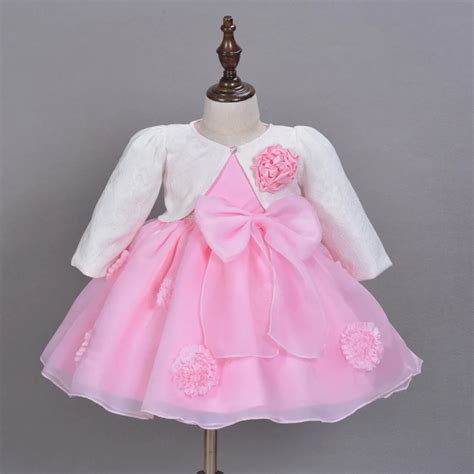 2016 New Hot Sell Pink Baby Girls Dress 3D Flower Applique Tutu Baby Dresses For 1 2 Years ...