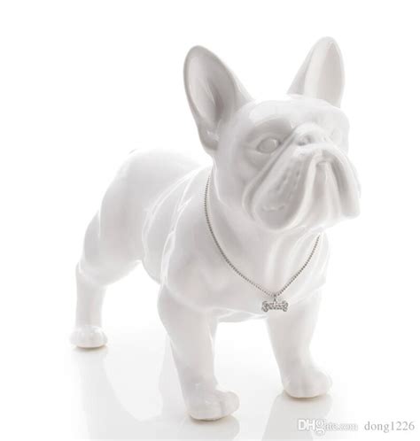 Cute Ceramic French Bulldog Dog Statue Home Decor Crafts Room Decoration Dog Ornament Porcelain ...