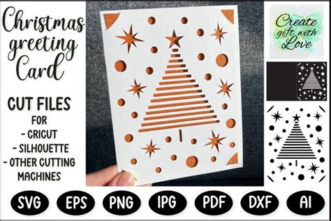 Merry Christmas Card Svg Template Paper Cutting Cricut