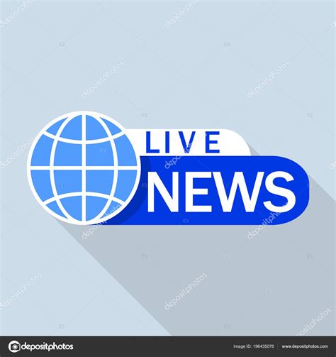 Blue Live Global News Logo Flat Style Stock Vector Image By