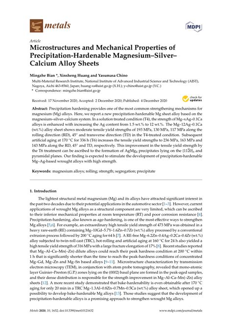 Pdf Microstructures And Mechanical Properties Of Precipitation