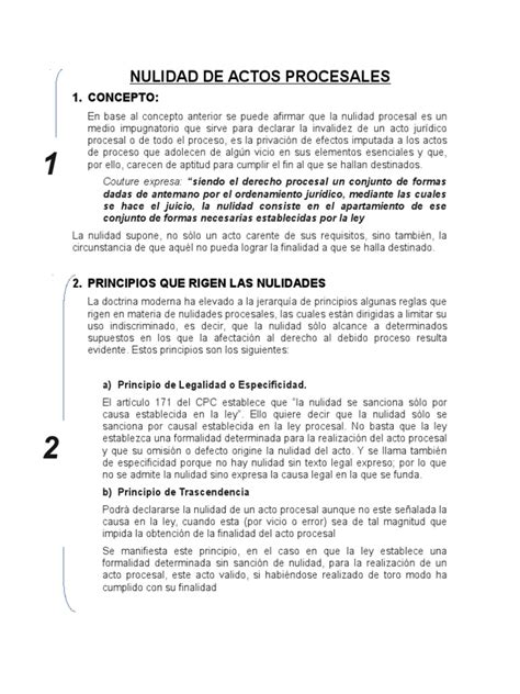 Resumen Nulidad De Actos Procesalesdocx Nulo Ley Ley Procesal